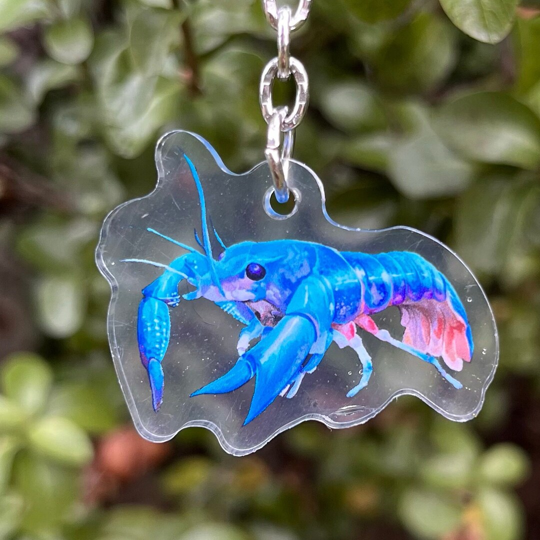 Blue Lobster Keychain Etsy