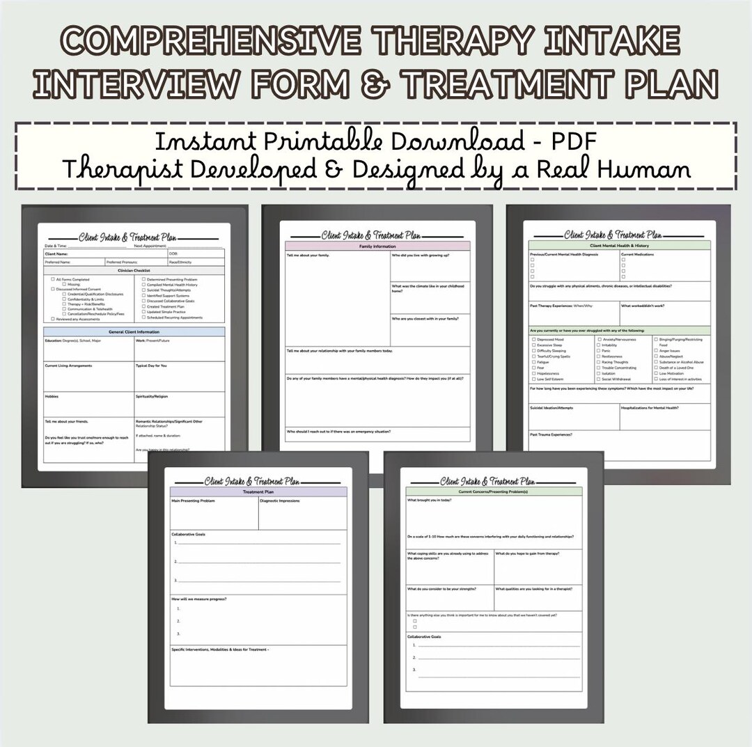 Comprehensive Counseling Intake Interview Form | Printable Therapy ...