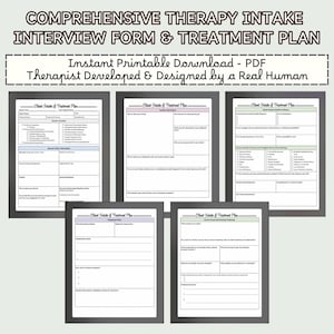 Comprehensive Counseling Intake Interview Form | Printable Therapy Assessment | Mental Health History + Treatment Plan Template