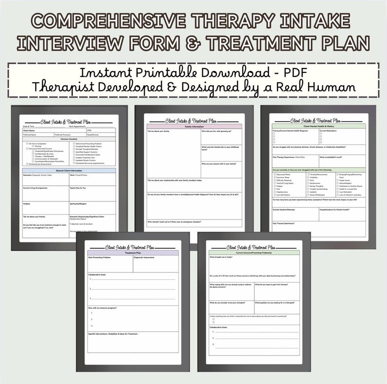 Comprehensive Counseling Intake Interview Form | Printable Therapy ...