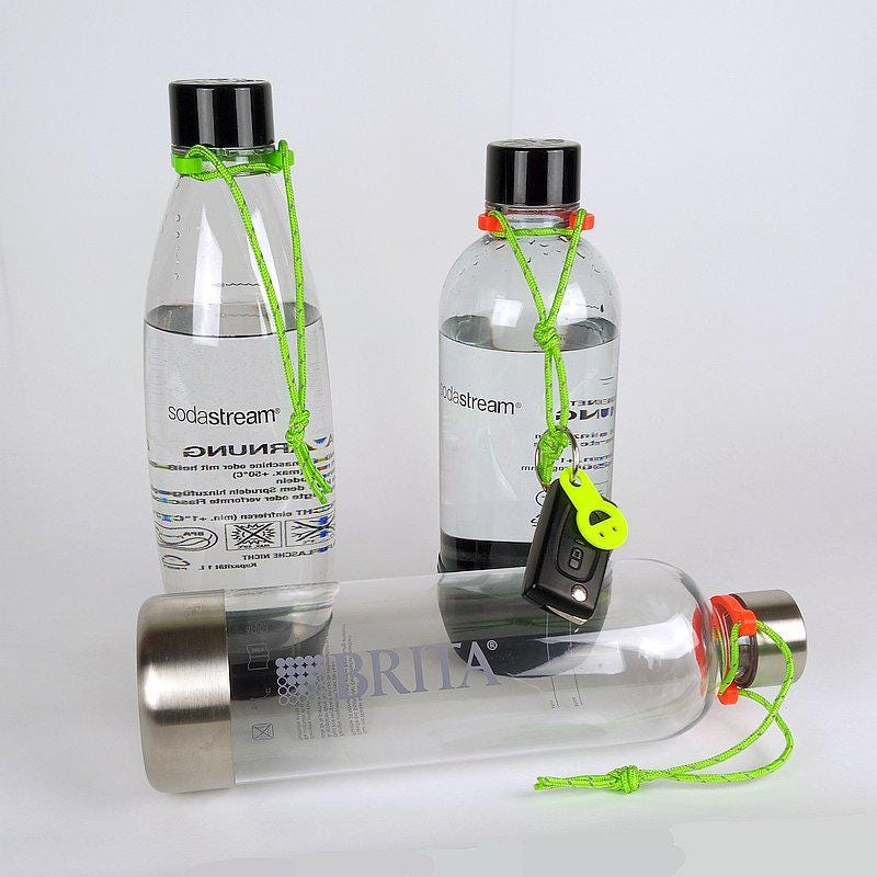 Clip With Carrying Strap, Compatible With Sodastream and Brita Bottles – Practical for on the Go. Also Suitable as a Small Gift