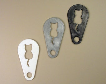 3x shopping cart remover motif tomcat cat, IMMEDIATELY removable key ring chip in black, white and gray