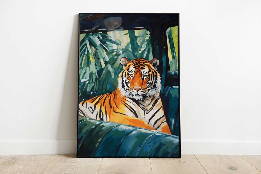 Tiger Poster Art Vintage Tiger Art Tiger Print Zoo Animal Etsy