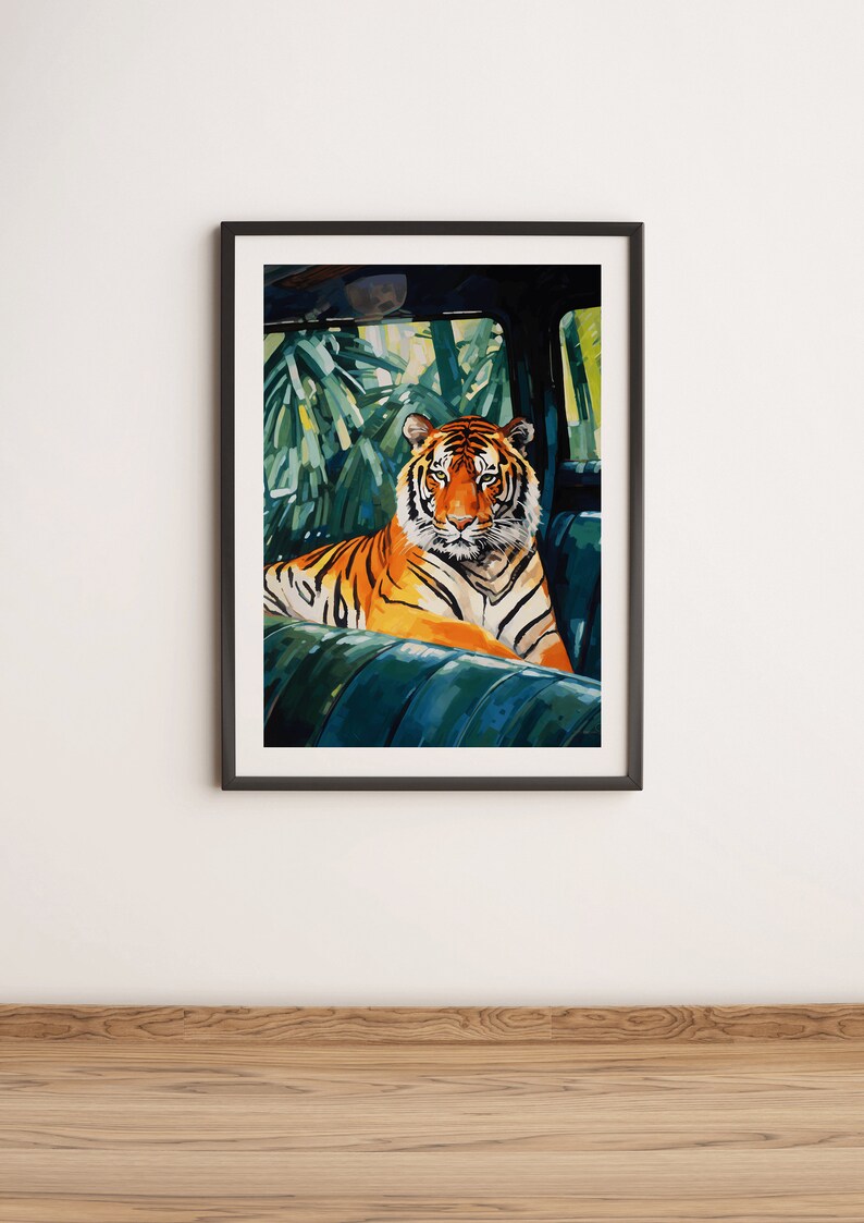 Tiger Poster Art Vintage Tiger Art Tiger Print Zoo Animal Etsy