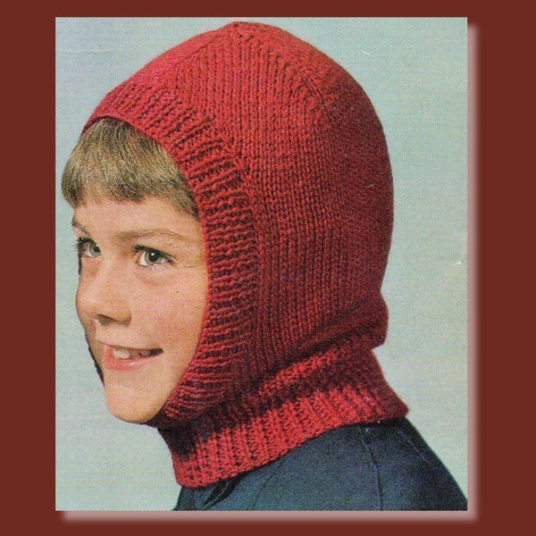 Childrens Balaclava knitting pattern kids hat Hand Knitted Pattern vintage 4 styles DK wool