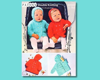 Vintage Baby hooded jacket set PDF pattern double breasted coat for babies design