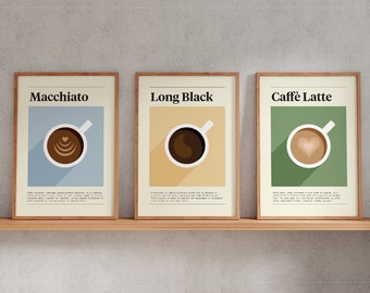 Set of 3 Art Deco Retro Morning Coffee Posters