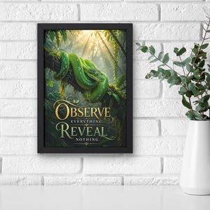 Green Tree Python Rainforest Digital Wall Art, Snake Jungle Poster Printable PDF JPEG