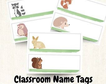 Editable Name Tag | Woodland | Animal | Classroom Name Tag | Student Name Plate | Back to School | Teachers | Name Tag | Powerpoint