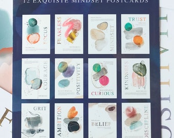 12 Exquisite Mindset Postcards - Perfect for a boost of positivity, teachers, self motivation, friends, family, education!