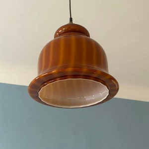 Brown Glass Pendant Light from Peill & Putzler, Germany, 1970/Vintage Opaline Glass Ceiling Light/Mid Century Modern Light/Retro Lighting