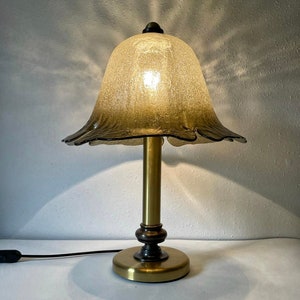 Grande lampe de table vintage par Peill & Putzler, Allemagne, années 70/lampe de table champignon vintage/lampe de table moderne du milieu du siècle/lampe de table en verre glacé