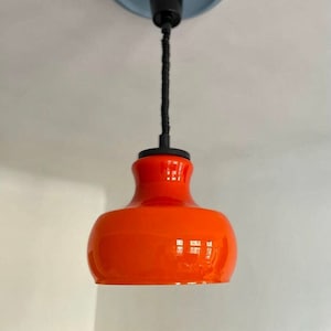Vintage Orange Pendant Lamp/Space Age Orange Ceiling Light/Mid Century Modern Light/Retro Ceiling Light/Opaline Glass Pendant Lamp/70s Light
