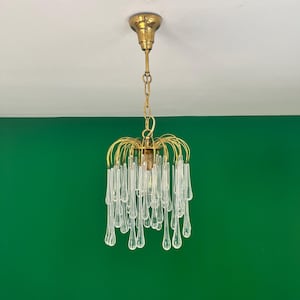 Vintage Waterfall Chandelier by Paolo Venini,70s/Teardrop Chandelier/Murano Teardrop/Murano Venini Chandelier/Made in Italy/MCM Modern Light