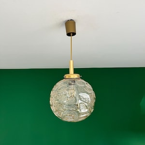 Vintage Glass Globe Pendant Lamp by Doria, Germany,70s/Mid Century Modern Ceiling Light/Glass Ball Pendant Lamp/Space Age Light