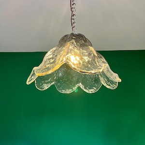 Vintage Murano Glass Pendant Lamp ,Kaiser Leuchten ,60s/Mid Century Modern Ceiling Light/Ice Glass Ceiling Lamp/Crystal Glass Pendant Lamp