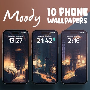 Moody Phone Wallpapers, Lo-Fi Wallpaper iPhone, Anime Smartphone Wallpaper Set, Moody Anime Phone Background, Lo-Fi Wallpaper