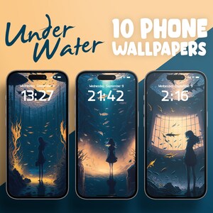Water Phone Wallpapers, OceanWallpaper iPhone, Anime Smartphone Wallpaper Set, Cute Anime Phone Background, Lo-Fi Wallpaper