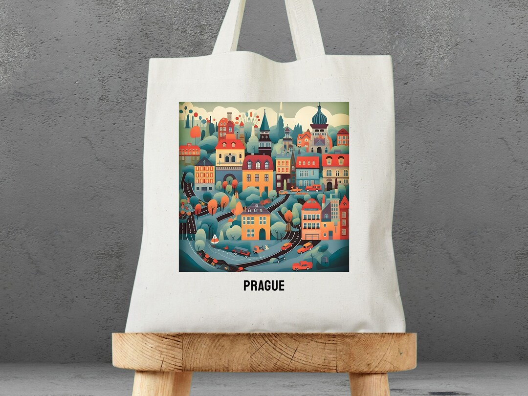 Prague Tote Bag Prague Gift Canvas Tote Bag Colorful Tote Bag Gifts for
