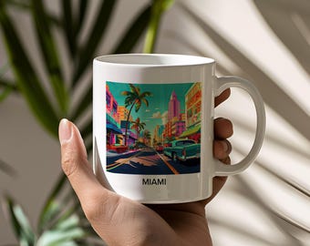 Miami Mug, 11oz Coffee Cup, Florida Souvenir, Housewarming, Dishwasher Safe