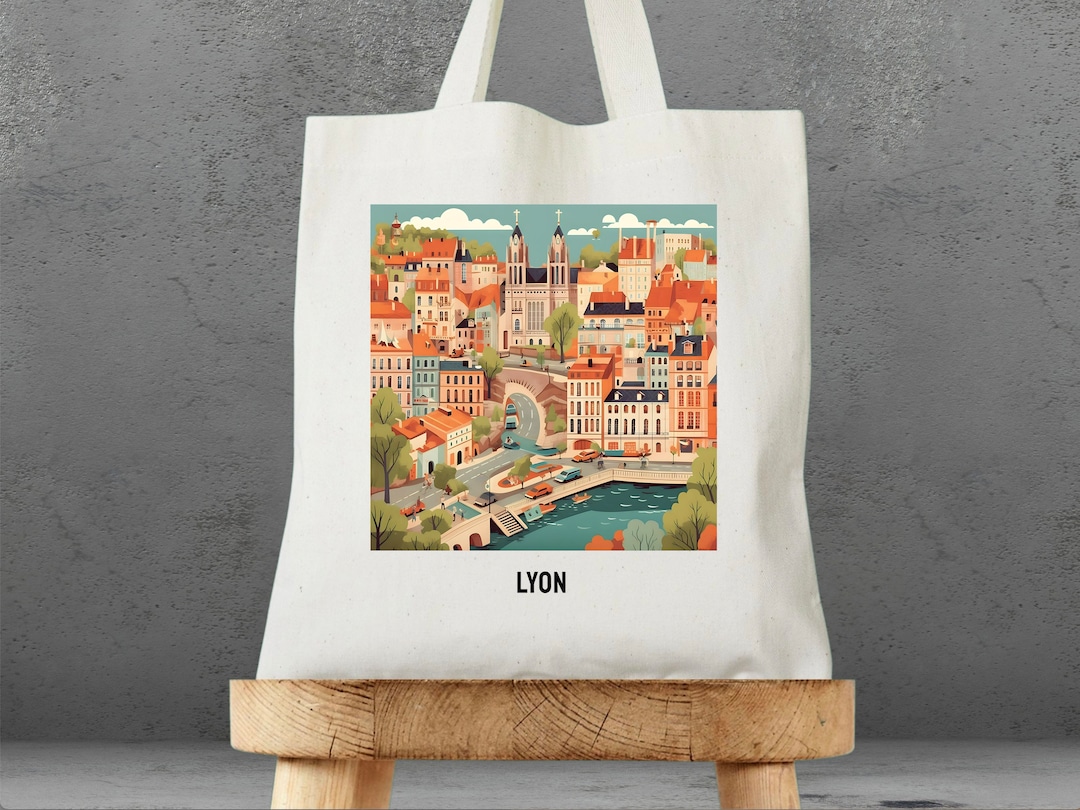 Lyon Beach Tote Bag, Lyon France, French Tote Bag, Reusable Bag, Canvas