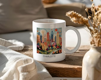 Charlotte, North Carolina Coffee Mug, 11 oz Ceramic, Dishwasher Safe