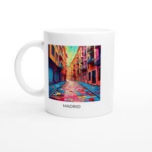 Madrid Coffee Mug, Spain Gift, Souvenir, Illustration, Dishwasher Safe, 11 oz