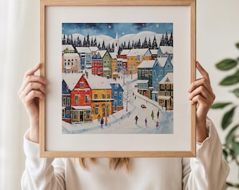 Breckenridge Winter Village Wall Art, Ready-to-Hang Wooden Frame, Museum-Quality Poster Print