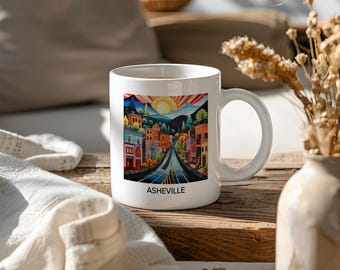 Asheville Coffee Cup, North Carolina Mug, 11 oz Ceramic, Dishwasher Safe