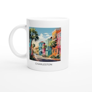 Charleston Mug | Charleston, South Carolina Souvenir, Gift Idea, Illustration, 11 oz Ceramic Coffee Mug, Dishwasher Safe