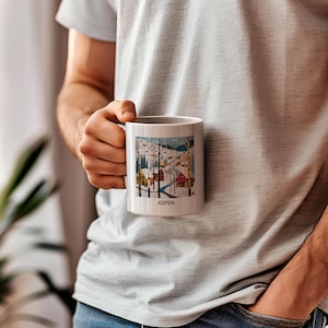 Aspen Colorado Coffee Cup, 11 oz Ski Mug, Dishwasher and Microwave Safe