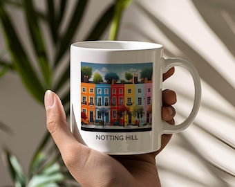 Notting Hill Mug, London Neighborhood, Coffee Cup, Souvenir, Gift, Dishwasher Safe