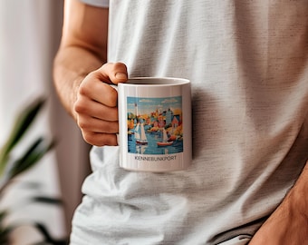 Kennebunkport Mug, Maine Coffee Cup, New England, Coastal, 11 0z Ceramic