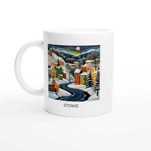 Stowe Coffee Mug | Vermont Souvenir Gift for Skiers & Snowboarders | Winter Wonderland Drinkware