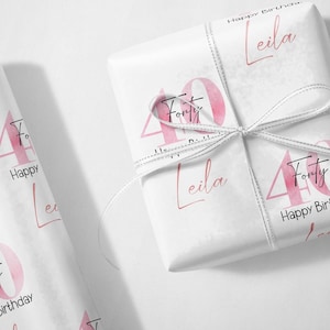 Personalisierte 40. Luxus Geschenkpapier Geschenkverpackung für Schwester Freund Tochter