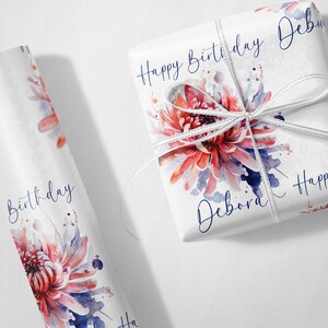 Personalisiertes November Geburtsmonat Chrysantheme Geburtstags-Geschenkpapier