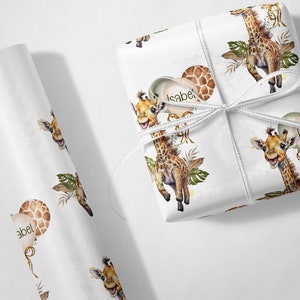 Personalisierte Safari Giraffe Zahl Geburtstag Luxus Geschenkpapier Geschenkverpackung