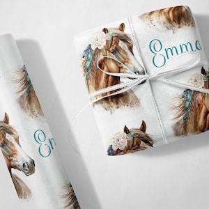 Personalized Horse Wrapping Paper: Luxury Birthday Gift Wrap