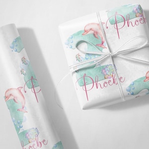 Personalised Pink Dolphin Under The Sea Number Birthday Wrapping Paper
