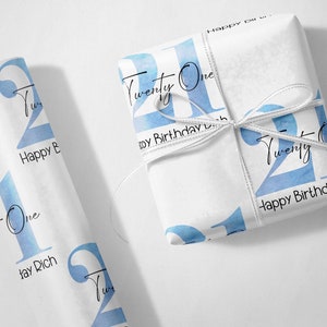Personalisierte 21st Luxus Blau Geschenkpapier Geschenkverpackung für Bruder Freund Sohn