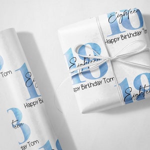Personalisierte Blaue 18. Luxus Geschenkpapier Geschenkverpackung für Bruder Freund Sohn