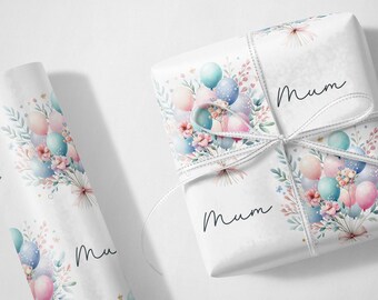 Personalised Bunch Of Balloons Mothers Day Card Wrapping Paper