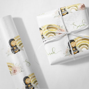 Papier cadeau personnalisé abeille pensant à vous