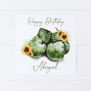 Personalised Green Boxing Gloves Greetings Card