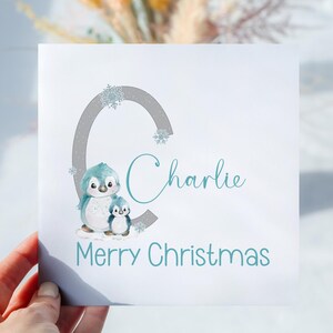 Personalisierte Weihnachtswinter Pinguin Weihnachtskarte
