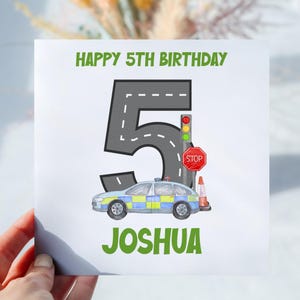 Carte d'anniversaire personnalisée avec numéro de voiture de police