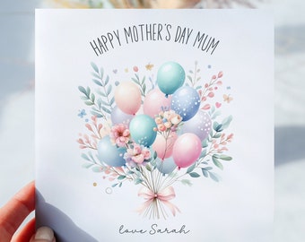 Personalised Bunch Of Balloons Mother's Day Card
