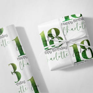 Personalisierte Grün 18. Luxus Geschenkpapier Geschenkverpackung für Schwester Bruder Freund Tochter Sohn