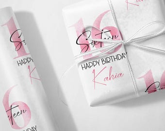 Personalised 16th Luxury Wrapping Paper Gift Wrap For Sister Friend Daughter