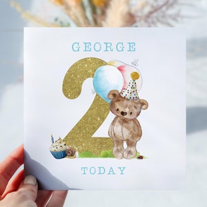 Carte d'anniversaire personnalisée ours pour fille pour garçon